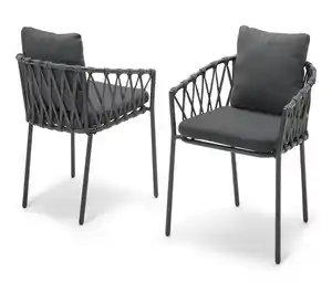 2 Dining-Sessel mit Textilgeflecht
