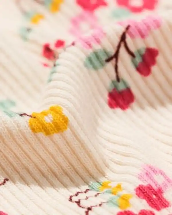 Bild 2 von Kinder-Kurzpyjama, gerippt, Blumen eierschalenfarben