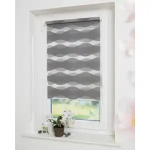 Schwöller Doppelrollo, Grau, Textil, 100x150 cm, Klemmfix-System, Wohntextilien, Rollos & Jalousien, Rollos, Doppelrollos