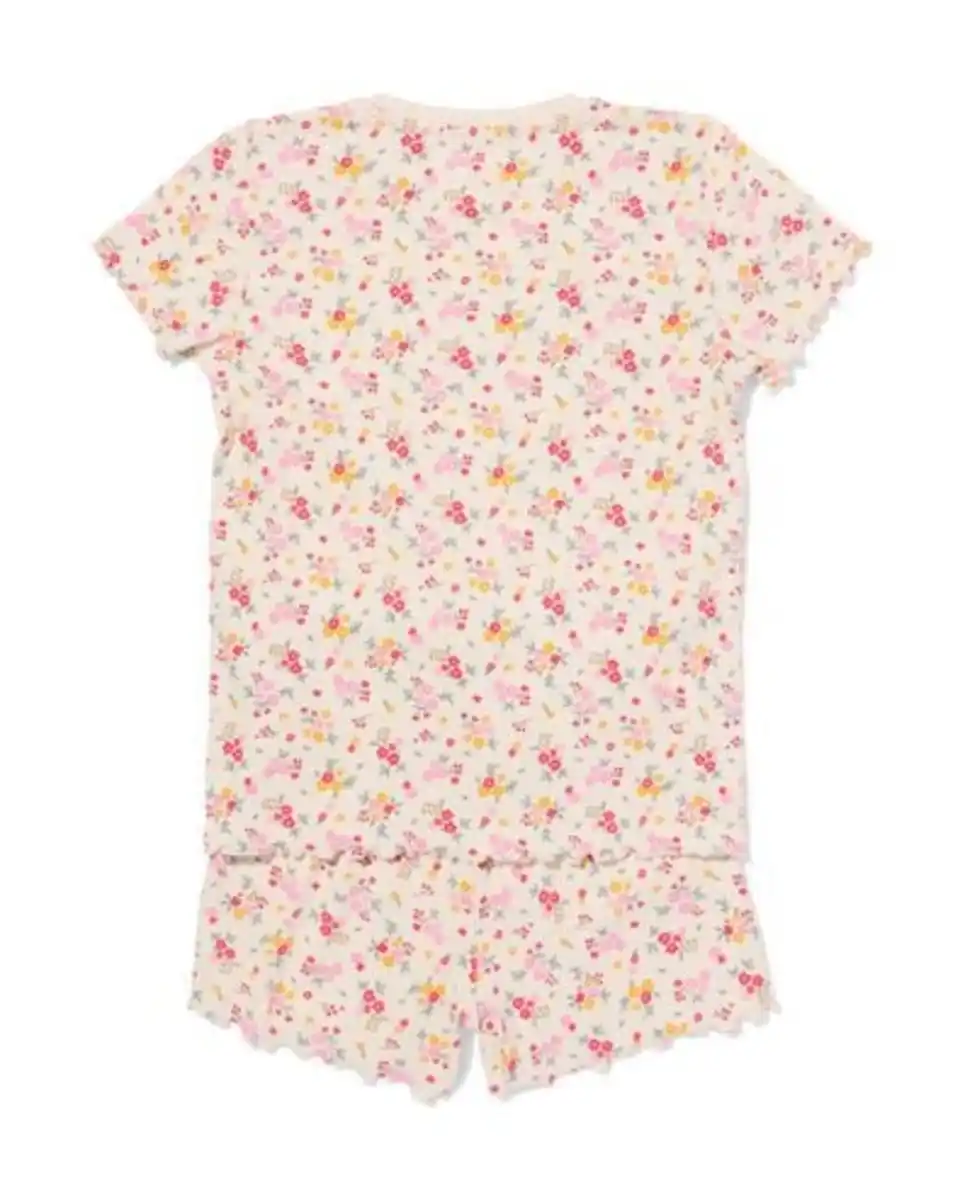 Bild 4 von Kinder-Kurzpyjama, gerippt, Blumen eierschalenfarben