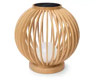 Solar-Laterne aus Holz, rund