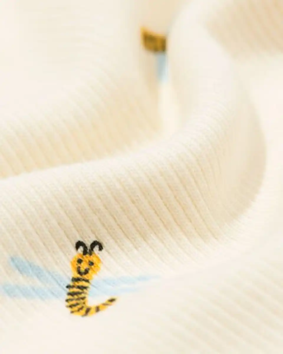 Bild 3 von Baby-Pyjama zum Mitwachsen, gerippt, mit Tieren eierschalenfarben