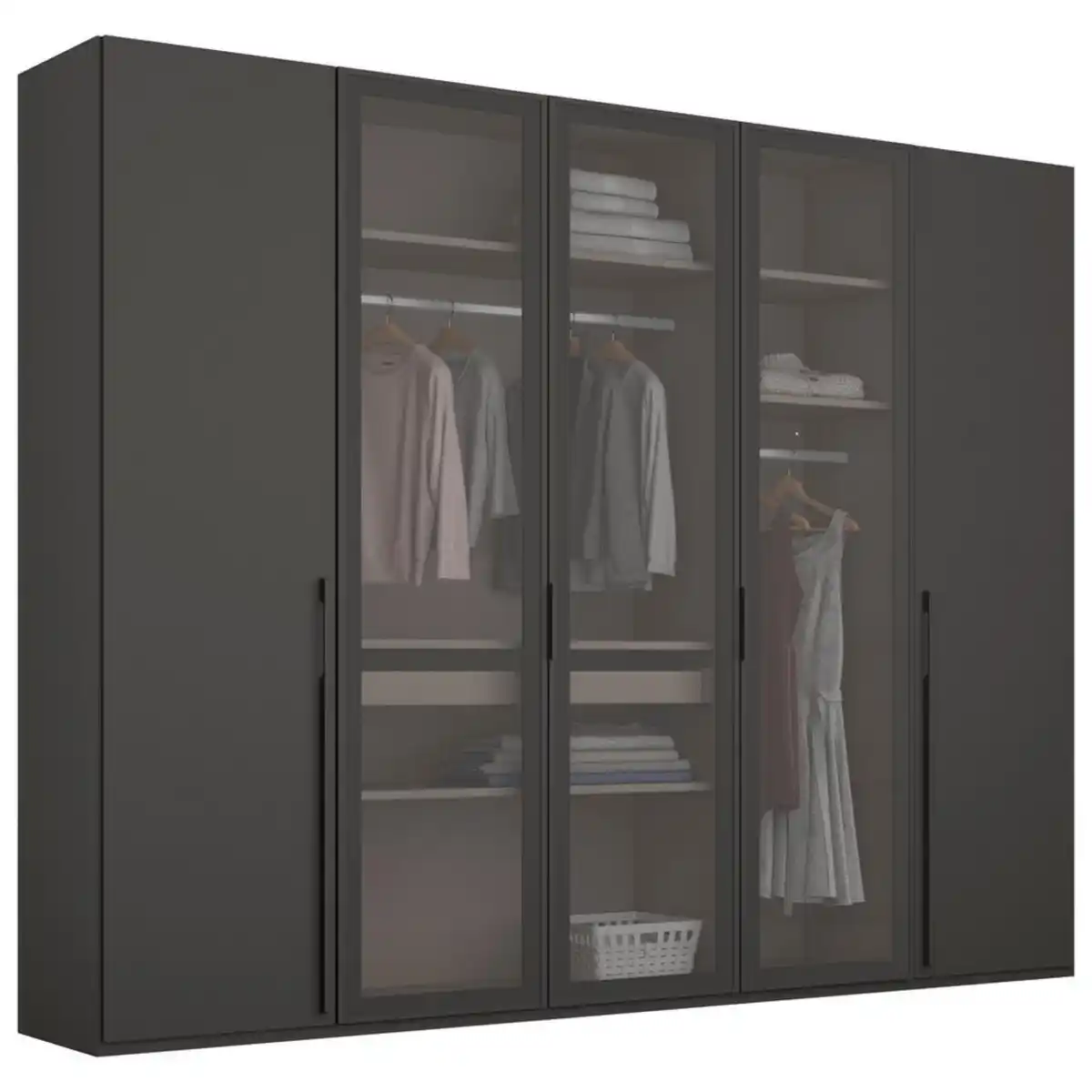 Bild 1 von Novel Drehtürenschrank, Graphit, Metall, 9 Fächer, 251x223x60 cm, Blauer Engel, Goldenes M, Made in Germany, Typenauswahl, in verschiedenen Größen erhältlich, Schlafzimmer, Kleiderschränke, Dre