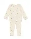 Bild 1 von Baby-Pyjama zum Mitwachsen, gerippt, mit Tieren eierschalenfarben