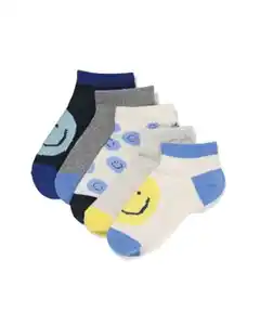 Kinder-Kurzsöckchen, Gesichter – 5 Paar beige