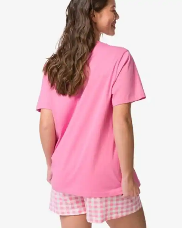 Bild 4 von Damen-Kurz-Pyjama aus Jersey, kariert rosa
