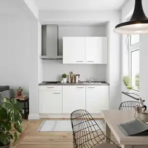 Küchenblock Touch Low mit Geräten Weiß, Weiß, Schieferfarben