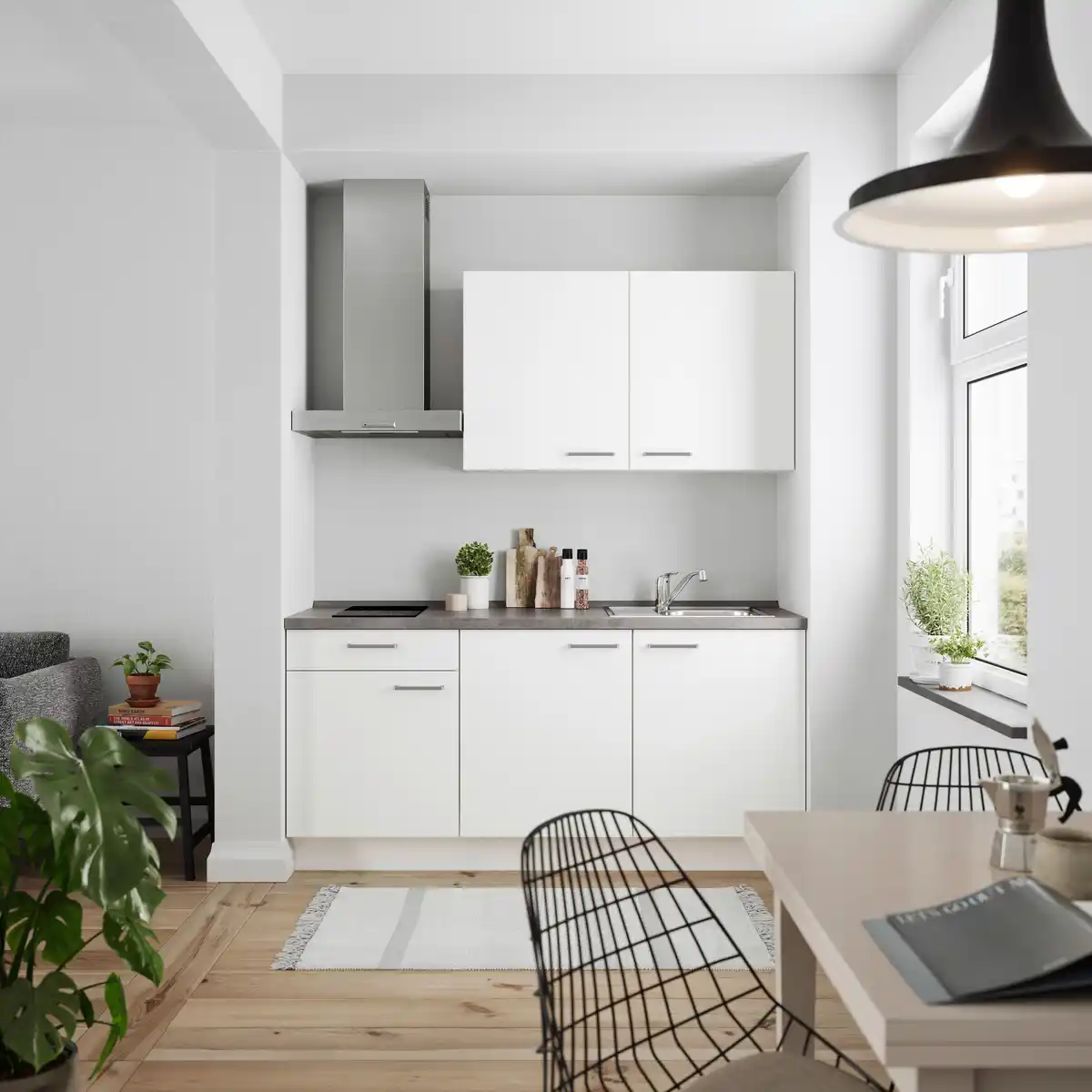 Bild 1 von Küchenblock Touch Low mit Geräten Weiß, Weiß, Schieferfarben