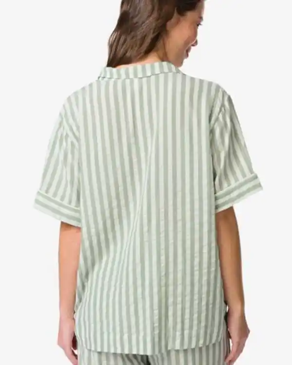 Bild 4 von Damen-Pyjamaoberteil aus Seersucker, gestreift grün