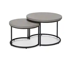 2 Garten-Couchtische mit Polyzement-Tischplatte, Ø ca. 50 cm und 60 cm