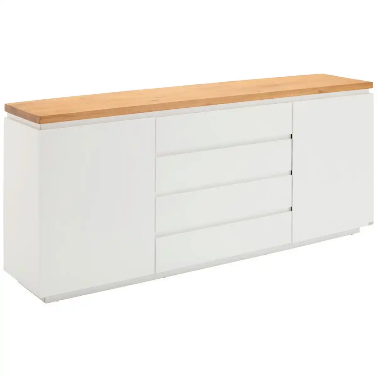 Bild 1 von Novel Sideboard, Weiß, Eiche, Holz, Holzwerkstoff, Eiche, massiv, 4 Fächer, 4 Schublade(n) Schubladen, 195x82x41.5 cm, Bsci, Beimöbel erhältlich, stehend, Holzmöbel, Kleinmöbel Holz, Holzkommod