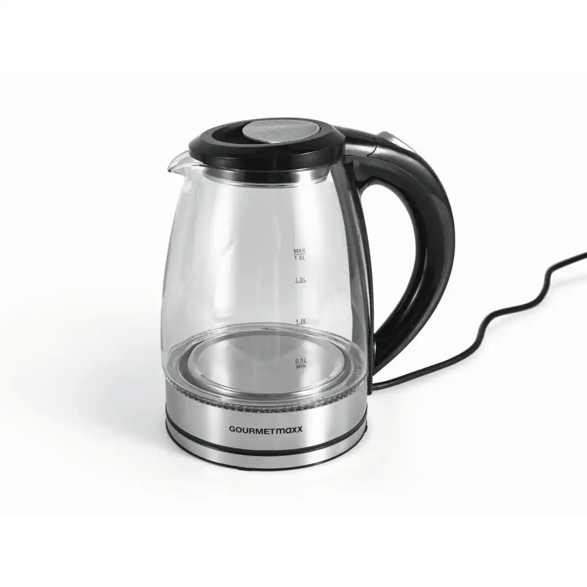 Bild 1 von Gourmetmaxx Wasserkocher Gourmetmaxx, Schwarz, Edelstahl, Kunststoff, Glas, 15x23x20.5 cm, Küchengeräte, Wasserkocher