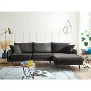 Mid.you Ecksofa Rossana-2S.rec, Anthrazit, Textil, Uni, 4-Sitzer, Füllung: Schaumstoffflocken,Schaumstoffflocken, Eckteil, 258x160 cm, Rücken echt, Wohnzimmer, Sofas & Couches, Wohnlandschaften