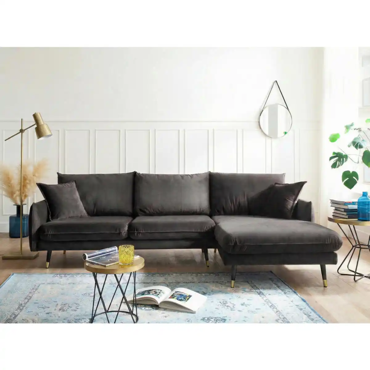 Bild 1 von Mid.you Ecksofa Rossana-2S.rec, Anthrazit, Textil, Uni, 4-Sitzer, Füllung: Schaumstoffflocken,Schaumstoffflocken, Eckteil, 258x160 cm, Rücken echt, Wohnzimmer, Sofas & Couches, Wohnlandschaften