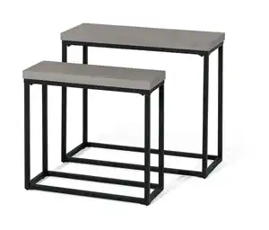 2 Garten-Konsolentische mit Polyzement-Tischplatten