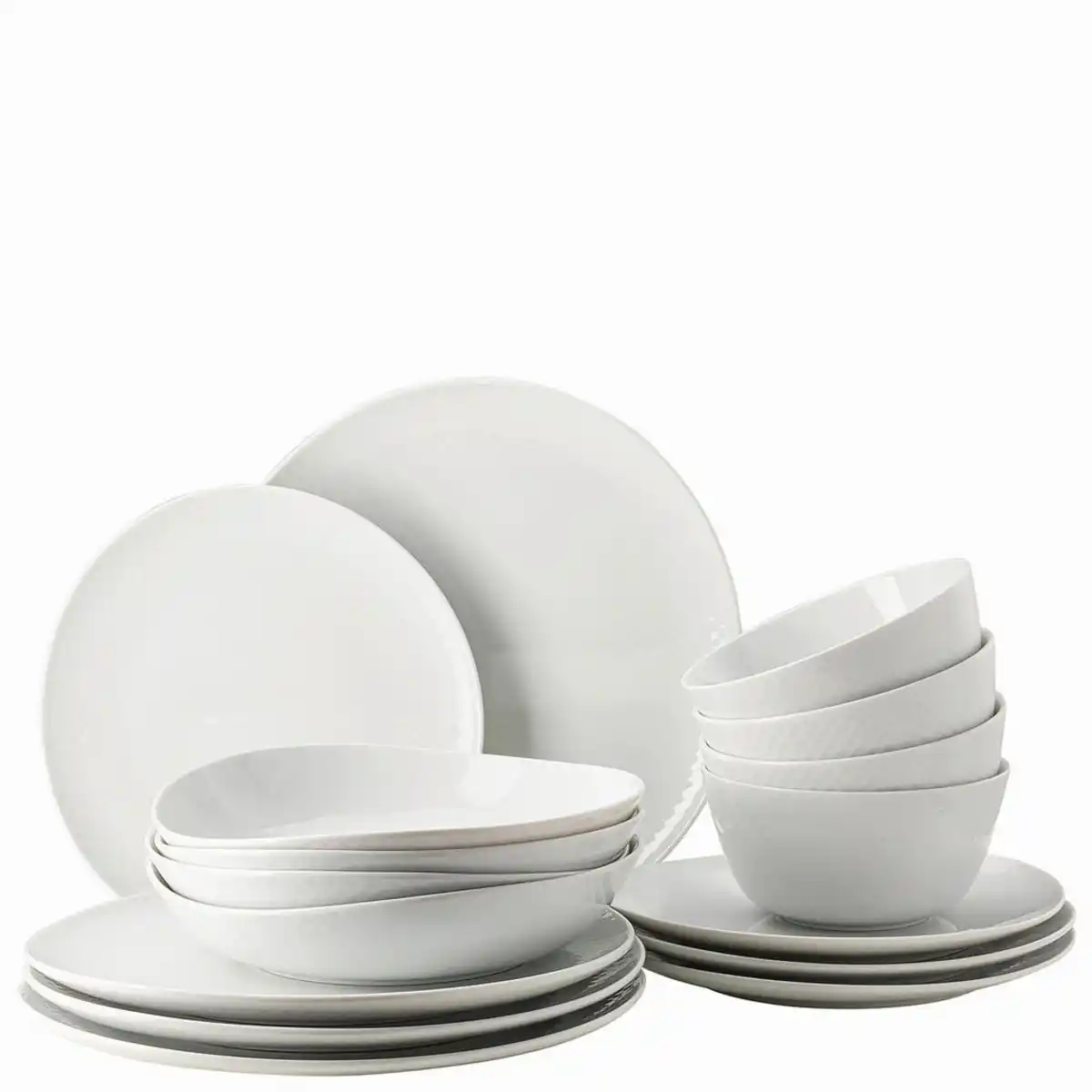 Bild 1 von Rosenthal Kombiservice Junto Weiß, Weiß, Keramik, 16-teilig, Uni, 620 ml, 31.7x28.1x32 cm, DIN EN ISO 14001, DIN EN ISO 9001, Essen & Trinken, Geschirr, Geschirr-Sets, Kombiservice
