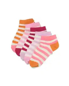 Kinder-Kurzsöckchen, gestreift – 5 Paar rosa