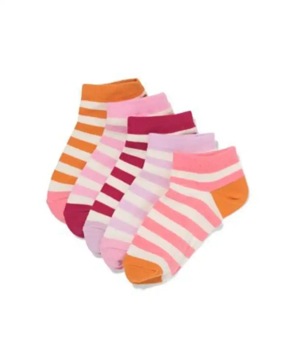 Bild 1 von Kinder-Kurzsöckchen, gestreift – 5 Paar rosa