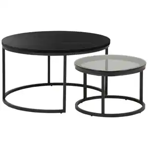 Mid.you Couchtisch Spiro, Schwarz, Metall, Holzwerkstoff, rund, 80x45x80 cm, Wohnzimmer, Wohnzimmertische, Couchtische