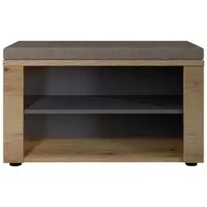 Xora Garderobenbank, Graphit, Eiche, Kunststoff, 1-Sitzer, Füllung: Polyester, Polyurethan (Pur), 80x48x38 cm, Typenauswahl, Garderobe, Garderobenbänke, Garderobenbänke