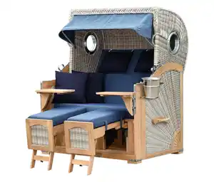 deVries Strandkorb, Teak, XL, mit Champagnerkühler