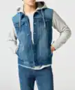 Bild 1 von Jeansjacke mit Sweateinsätzen, Jeansblau