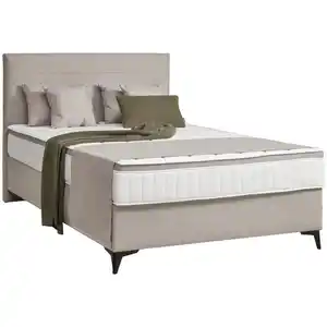 Hom`in Boxspringbett Verona, Beige, Textil, H3, 7-Zonen, Höhe ca. 25 cm, 140x200 cm, gepolstertes Kopfteil, Stoffauswahl, Topper durchgehend, in verschiedenen Größen erhältlich, Matratze Härtegr