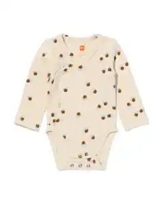 Mitwachsender Newborn-Wickelstrampler, gerippt, mit Tieren ecru