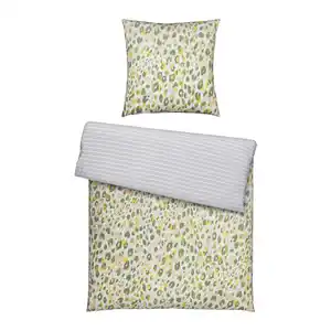 Bettwäsche s´Oliver in Grau/Grün ca. 135x200cm, Grau, Grün, Olivgrün