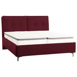 Novel Polsterbett, Bordeaux, Textil, Echtleder, Rindleder, Birke, H2, 7-Zonen, Höhe ca. 32 cm, 160x200 cm, Härtegradauswahl, Bezug abnehmbar/waschbar,gepolstertes Kopfteil, Stoffauswahl, Lederauswa