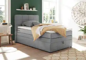 Boxspringbett Tacoma 3 inkl. Topper ca. 120x200 cm Hellgrau, Hellgrau