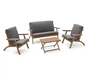 Zusammenklappbares Garten-Lounge-Set mit Premium-Kissen, 4-teilig