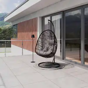 Hängesessel Kreta Braun/Schwarz/Hellgrau, Braun, Schwarz, Hellgrau