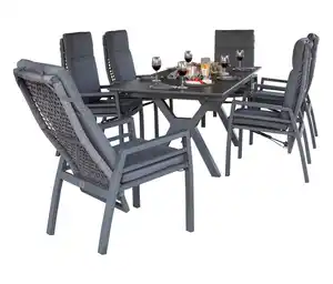 deVries Dining-Set, steingrau/rope