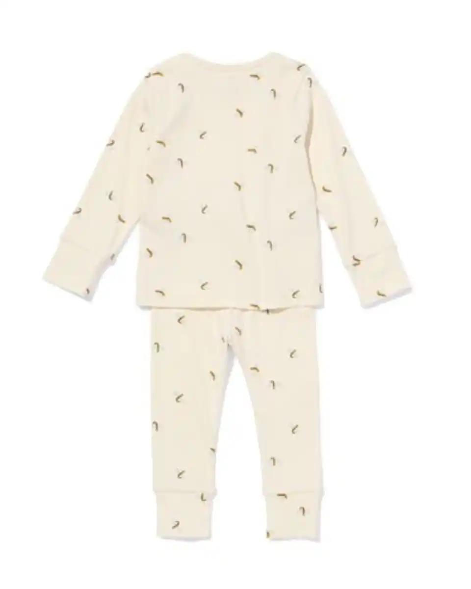 Bild 2 von Baby-Pyjama zum Mitwachsen, gerippt, mit Tieren eierschalenfarben