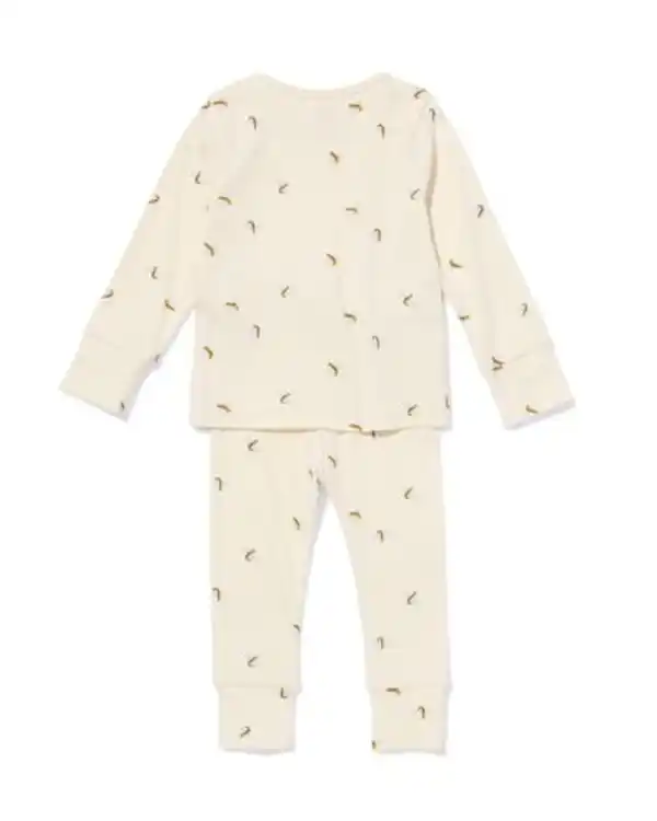 Bild 2 von Baby-Pyjama zum Mitwachsen, gerippt, mit Tieren eierschalenfarben