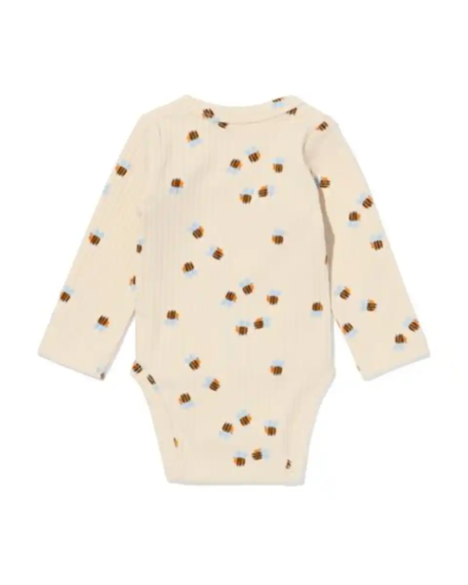 Bild 3 von Mitwachsender Newborn-Wickelstrampler, gerippt, mit Tieren ecru