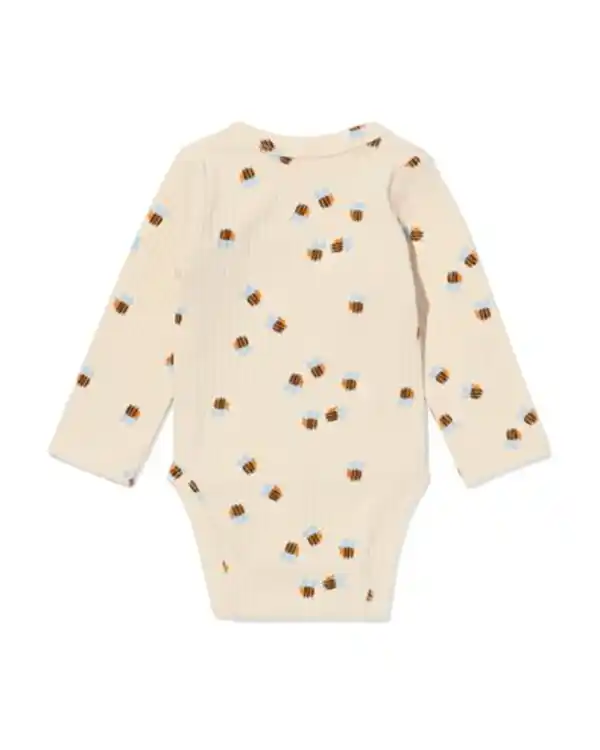 Bild 3 von Mitwachsender Newborn-Wickelstrampler, gerippt, mit Tieren ecru