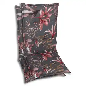 Sesselauflagenset, Anthrazit, Braun, Rosa, Textil, 2-teilig, Blätter, Füllung: Schaumstoff, Vlies, 50x7x120 cm, Oeko-Tex® Standard 100, pflegeleicht, hochwertige Qualität, langlebig, für den Au
