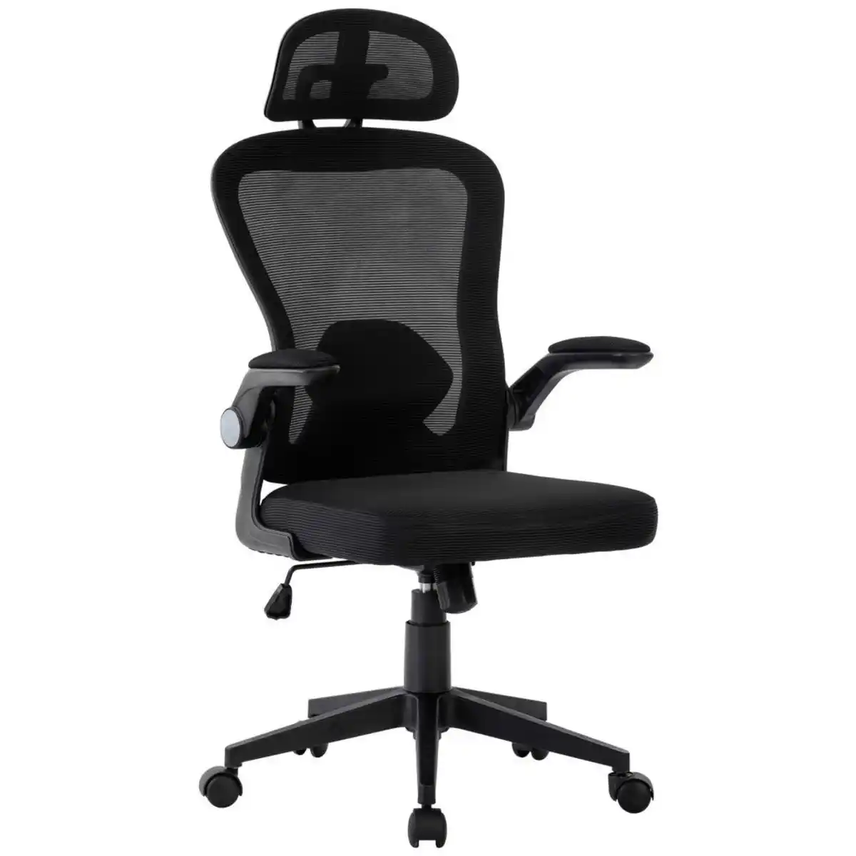 Bild 1 von Carryhome Drehstuhl, Schwarz, Kunststoff, Textil, Drehkreuz, 59x118-128x64 cm, Sitzfläche 360° drehbar, Arbeitszimmer, Bürostühle, Drehstühle