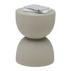 Hocker Tondo Steinoptik Hellgrau, Taupe