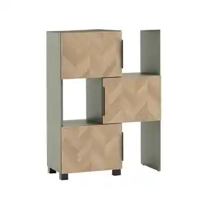 Badezimmerregal Piazza, Grün, Eiche, Metall, Fischgrät, 78-111x101.6x34.7 cm, erweiterbar, stehend, Badezimmer, Badezimmerregale, Badregale