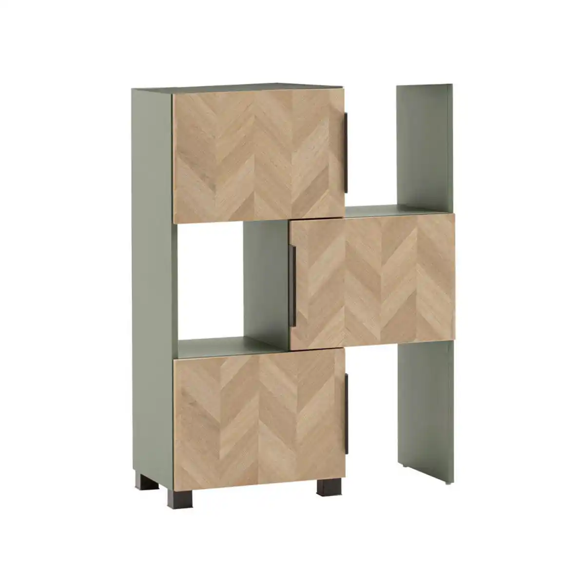 Bild 1 von Badezimmerregal Piazza, Grün, Eiche, Metall, Fischgrät, 78-111x101.6x34.7 cm, erweiterbar, stehend, Badezimmer, Badezimmerregale, Badregale