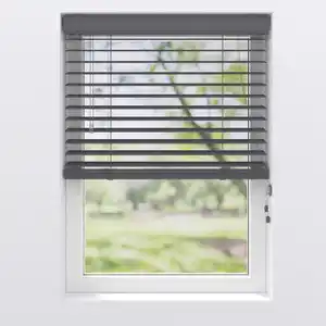 Jalousie, Anthrazit, Kunststoff, Holzoptik, 75x175 cm, Länge universell einstellbar, Wohntextilien, Rollos & Jalousien, Jalousien