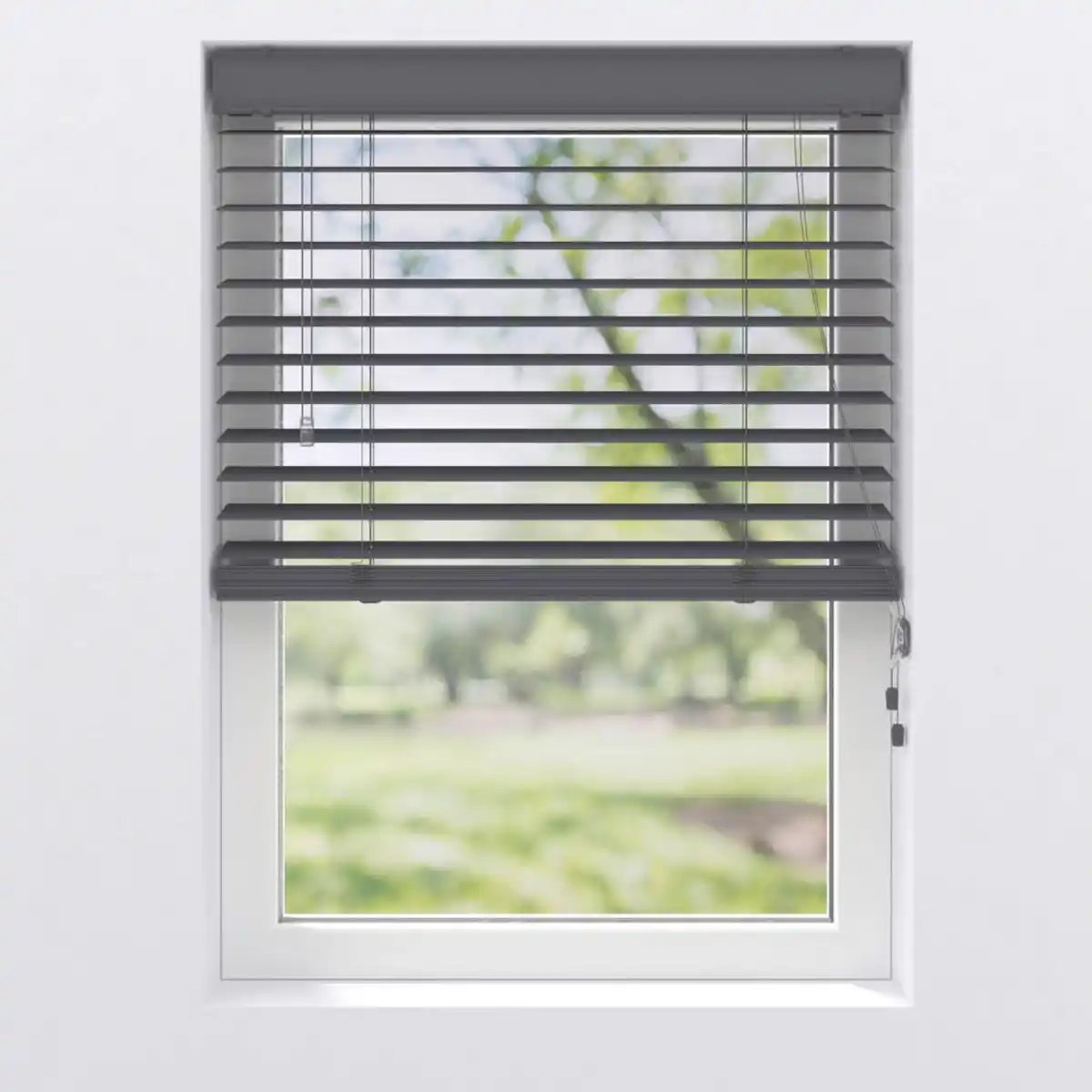 Bild 1 von Jalousie, Anthrazit, Kunststoff, Holzoptik, 75x175 cm, Länge universell einstellbar, Wohntextilien, Rollos & Jalousien, Jalousien