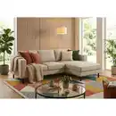 Bild 1 von Trendmanufaktur Ecksofa Watkins, Sand, Textil, 4-Sitzer, Füllung: Schaumstoff, seitenverkehrt montierbar, L-Form, 232x161 cm, Made in EU, Rücken echt, Armteil links, rechts, Wohnzimmer, Sofas & Cou