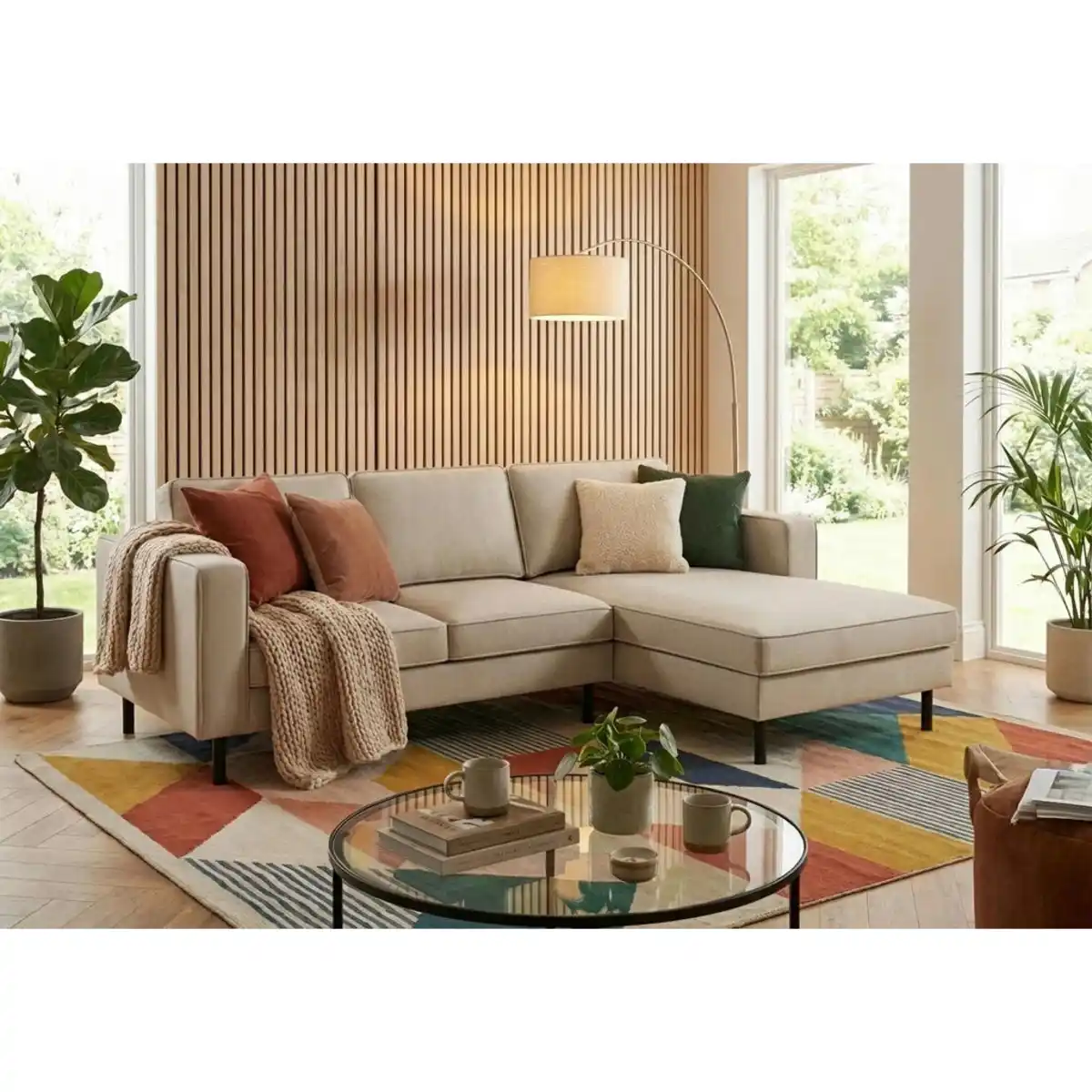 Bild 1 von Trendmanufaktur Ecksofa Watkins, Sand, Textil, 4-Sitzer, Füllung: Schaumstoff, seitenverkehrt montierbar, L-Form, 232x161 cm, Made in EU, Rücken echt, Armteil links, rechts, Wohnzimmer, Sofas & Cou