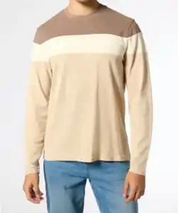 Dreifarbiges Langarmshirt, braun/natur