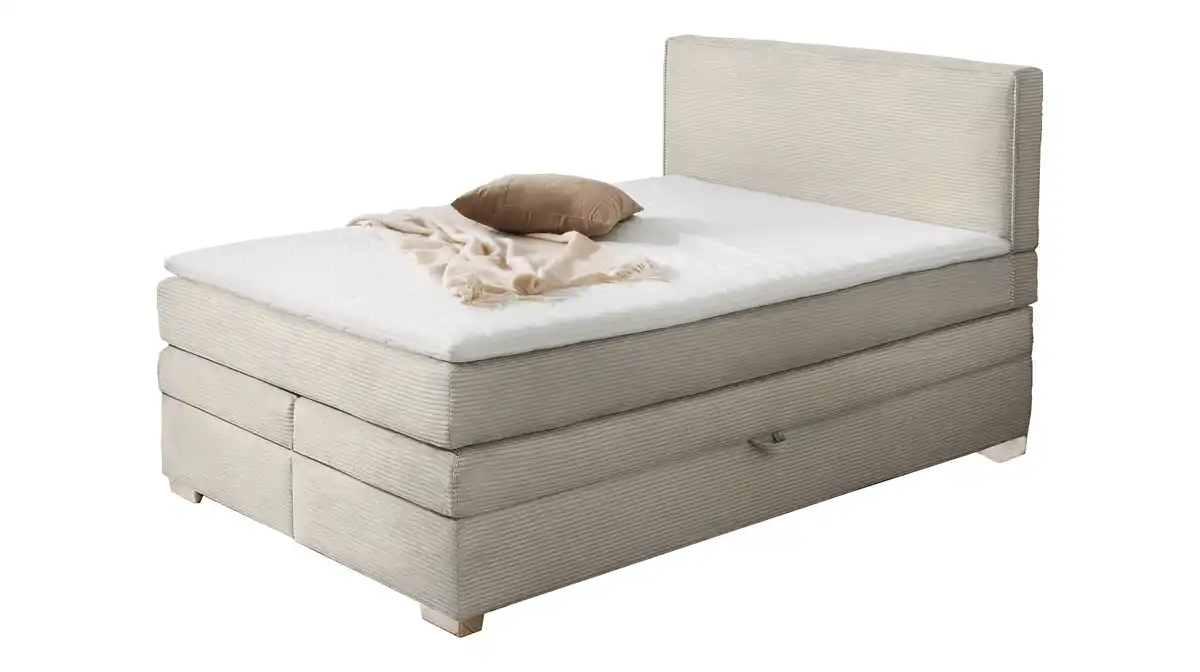 Bild 1 von Boxspringbett Cord 140 x 200 cm Bettkasten grau-beige - ARABELLA