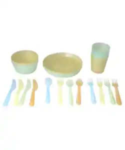 Besteck- und Geschirrset fürs Picknick, bunt